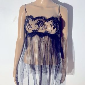 Gorgeous I.D. Sarrieri sheer lace rhinestone Babydoll Lingerie dress bridgerton